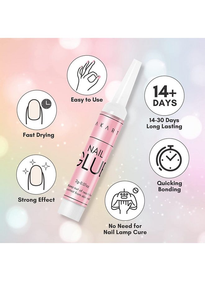 Makartt Super Strong Nail Glue for Press On Nails- Acrylic Nails Nail Tips Glue for Stick On Nails Long Lasting Nail Glue for Fake Nails Broken Nails Repair Professional Nail Adhesive Bond 0.07oz 5Pcs