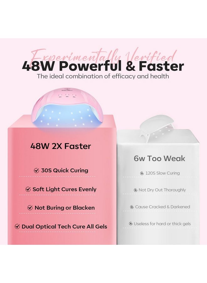 Modelones Poly Nail Gel Kit, 6 Colors Poly Extension Gel Clear Pink White with 48W Nail Lamp 3D Nail Charms Builder Slip Solution Complete Toe Nail Kit Supplies for Starter