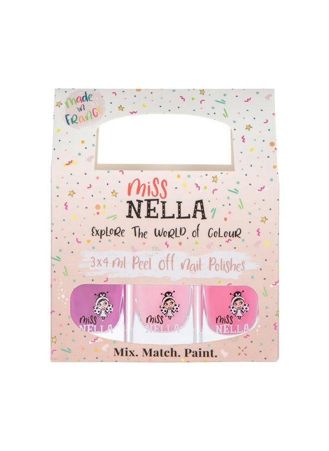 MISS NELLA SWEET LITTLE PACK, Nail Polish Set-Easy Pell off And Water Based Formula, 3 Colors of Nail Glitter set- Cheeky Bunny, Pink A Boo & Little Poppet, Perfect Kids Nail Polish