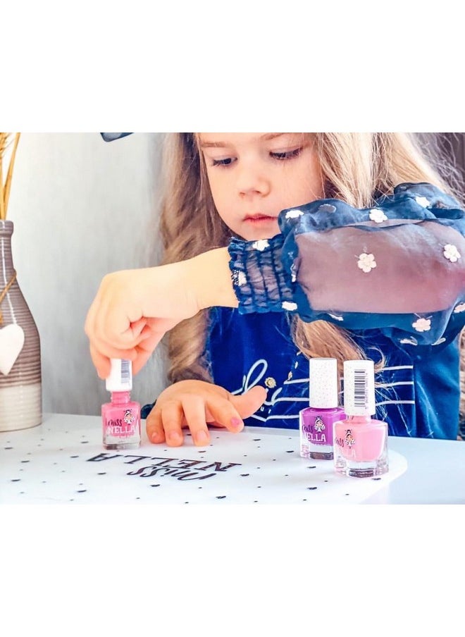 MISS NELLA SWEET LITTLE PACK, Nail Polish Set-Easy Pell off And Water Based Formula, 3 Colors of Nail Glitter set- Cheeky Bunny, Pink A Boo & Little Poppet, Perfect Kids Nail Polish