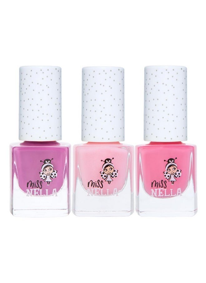 MISS NELLA SWEET LITTLE PACK, Nail Polish Set-Easy Pell off And Water Based Formula, 3 Colors of Nail Glitter set- Cheeky Bunny, Pink A Boo & Little Poppet, Perfect Kids Nail Polish