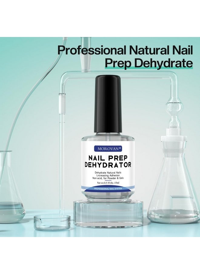 Morovan Acid Free Professional Nail Dehydrator Prep for UV Gel Polish Acrylic Nails Fast Dry Natural Nail Primer Base Varnish Manicure Bonder 0.5 oz