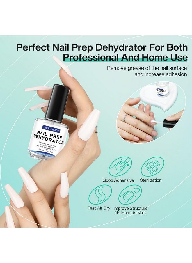 Morovan Acid Free Professional Nail Dehydrator Prep for UV Gel Polish Acrylic Nails Fast Dry Natural Nail Primer Base Varnish Manicure Bonder 0.5 oz