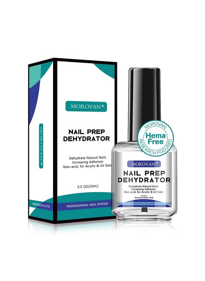 Morovan Acid Free Professional Nail Dehydrator Prep for UV Gel Polish Acrylic Nails Fast Dry Natural Nail Primer Base Varnish Manicure Bonder 0.5 oz