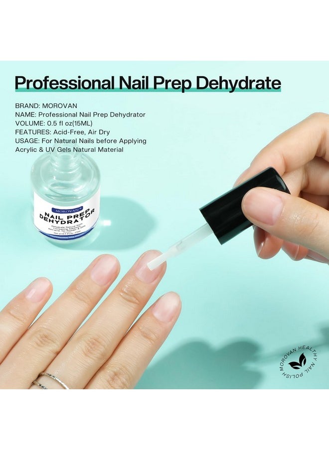Morovan Acid Free Professional Nail Dehydrator Prep for UV Gel Polish Acrylic Nails Fast Dry Natural Nail Primer Base Varnish Manicure Bonder 0.5 oz