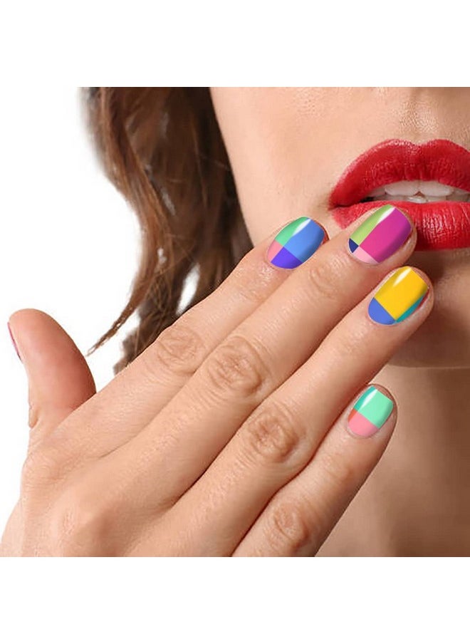 JERCLITY 12 Sheets Aurora Gradient Color Nail Polish Strips with Nail File Self-Adhesive Graffiti Cloud Rainbow Nail Stickers Full Nail Wraps for Women Kids Nail Strips Manicure Kit for DIY Nail Art