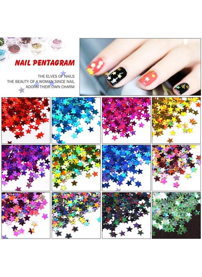 YesLady 12 Colors Laser Star Flakes 3D Nail Holographic Glitter Thin Sequins Manicure Tips