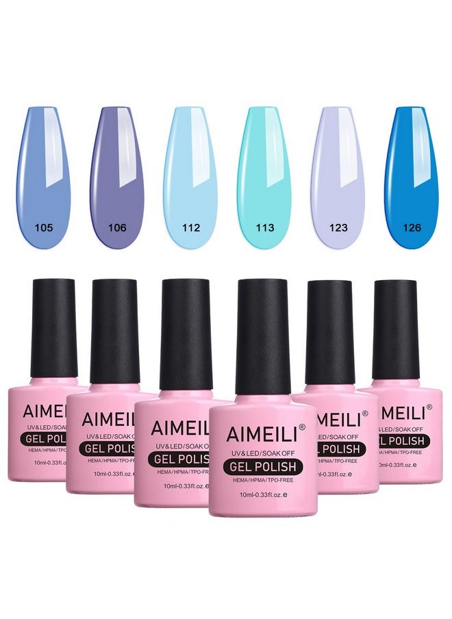 AIMEILI Soak Off Blue Gel Nail Polish Christmas Nail Color Set Of 6pcs X 10ml - Kit Set 32