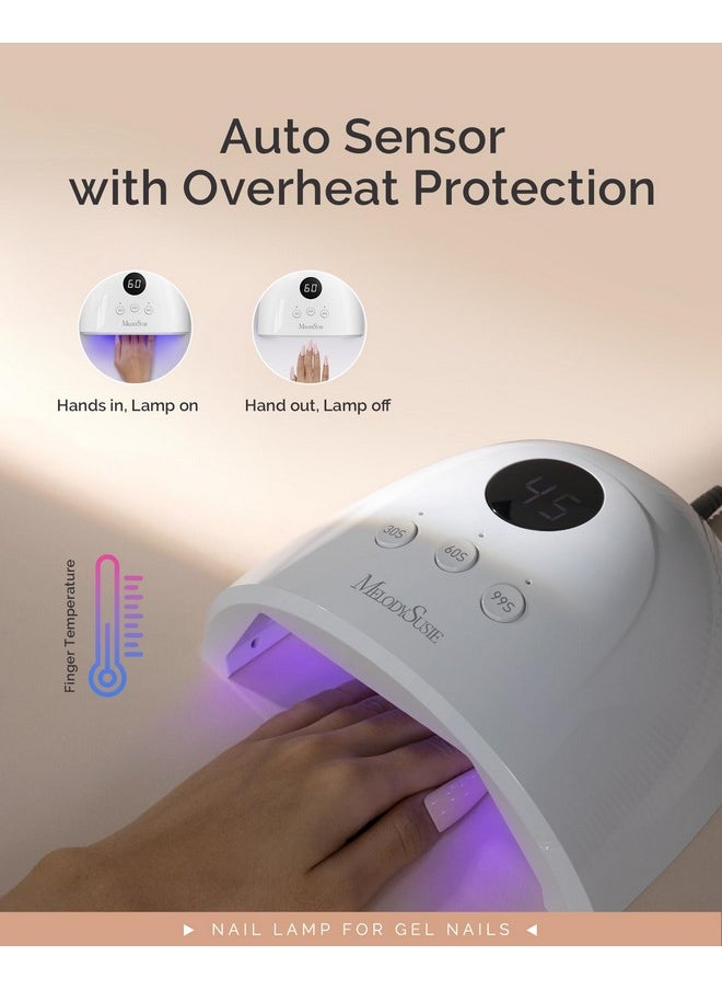 MelodySusie UV Nail Lamp, Plus30F UV Light for Gel Nails LED Nail Dryer with 3 Timer, Smart Sensor, LCD Display Fast Curing Gel Nail Polish Nail Art Tools Manicure Accessories-White