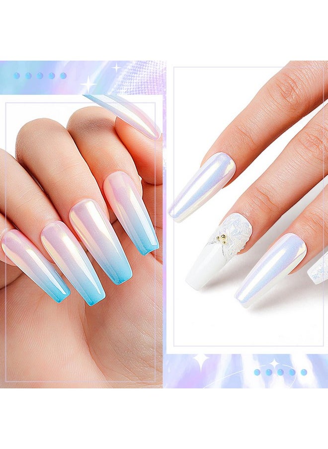 AIMEILI Pearl Chrome Nail Powder 6 Boxes Nail Art Manicure Powder Set, 1×0.5g Holographic Powder, 5×0.5g Chrome Nail Powder