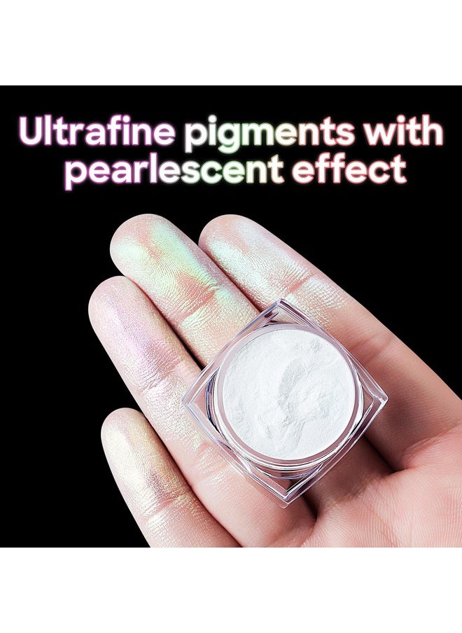AIMEILI Pearl Chrome Nail Powder 6 Boxes Nail Art Manicure Powder Set, 1×0.5g Holographic Powder, 5×0.5g Chrome Nail Powder