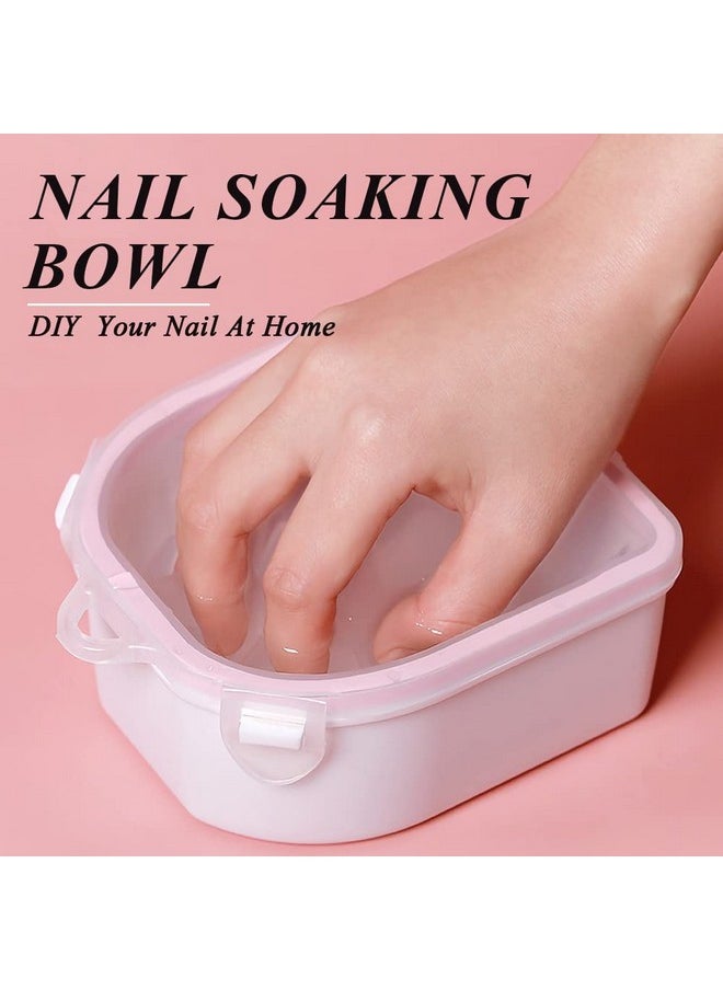 Nail Soaking Bowl, Gel Nail Polish Remover Kit, Manicure Bowl for Hand, Dip Powder Remover Tools, Nail Soak Off Bowl for Acrylic Nails, Nail Brush, Cuticle Pusher, Cuticle Peeler, 100180 Nail File,