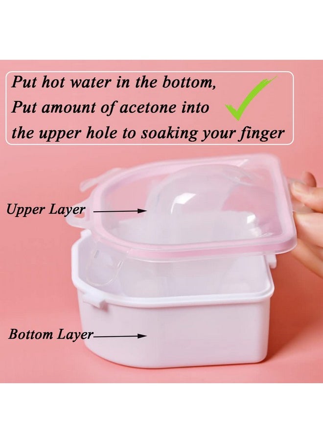 Nail Soaking Bowl, Gel Nail Polish Remover Kit, Manicure Bowl for Hand, Dip Powder Remover Tools, Nail Soak Off Bowl for Acrylic Nails, Nail Brush, Cuticle Pusher, Cuticle Peeler, 100180 Nail File,