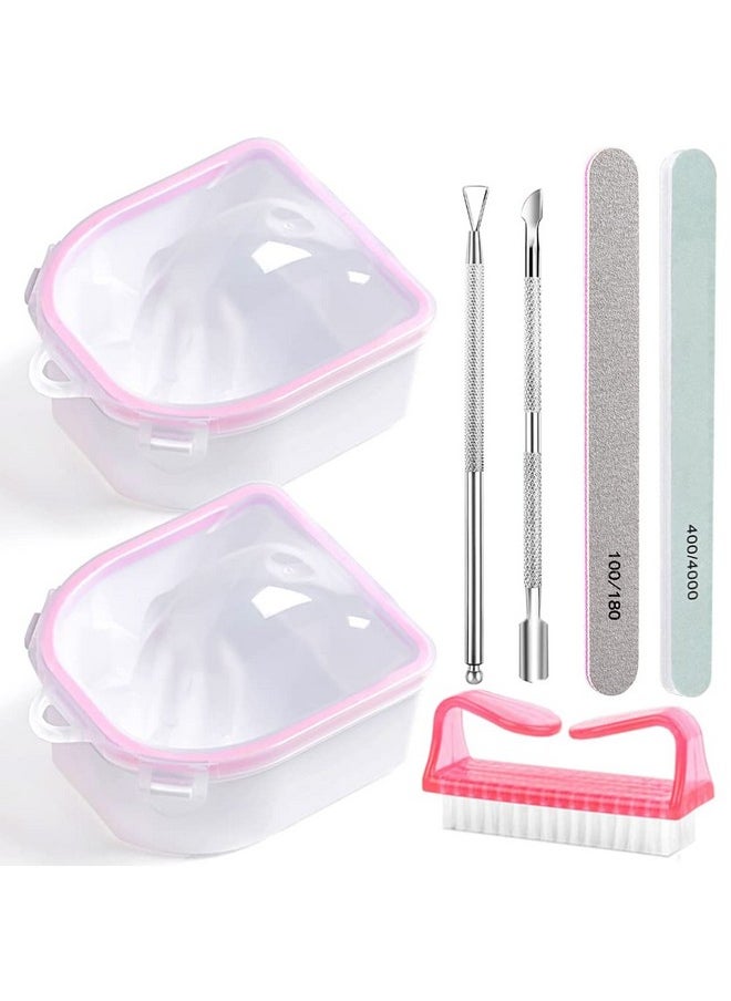 Nail Soaking Bowl, Gel Nail Polish Remover Kit, Manicure Bowl for Hand, Dip Powder Remover Tools, Nail Soak Off Bowl for Acrylic Nails, Nail Brush, Cuticle Pusher, Cuticle Peeler, 100180 Nail File,