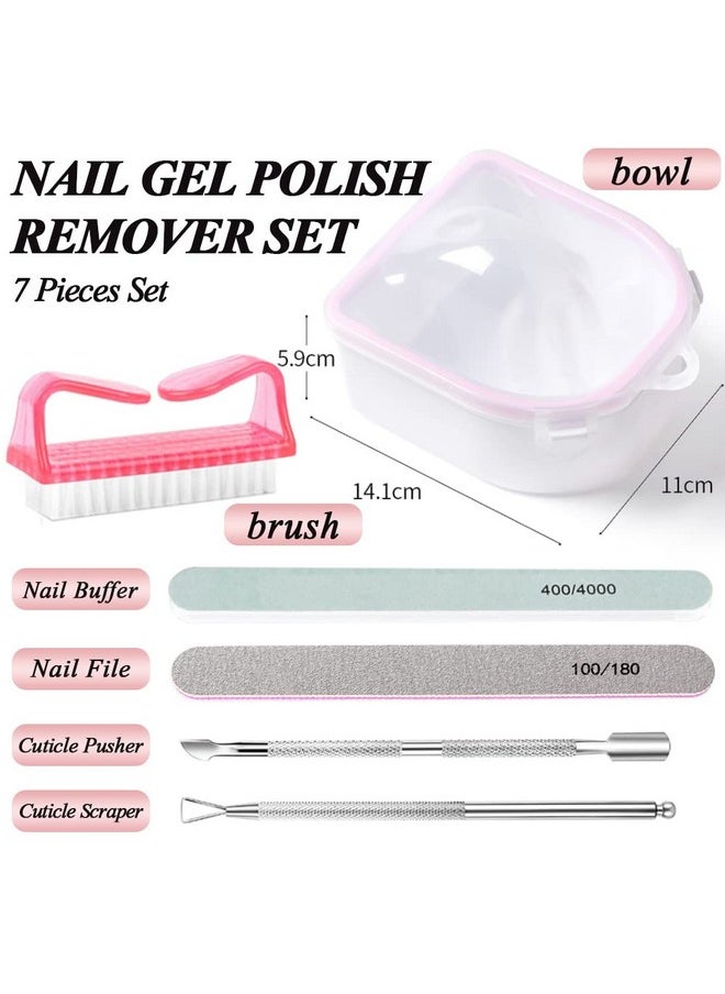 Nail Soaking Bowl, Gel Nail Polish Remover Kit, Manicure Bowl for Hand, Dip Powder Remover Tools, Nail Soak Off Bowl for Acrylic Nails, Nail Brush, Cuticle Pusher, Cuticle Peeler, 100180 Nail File,