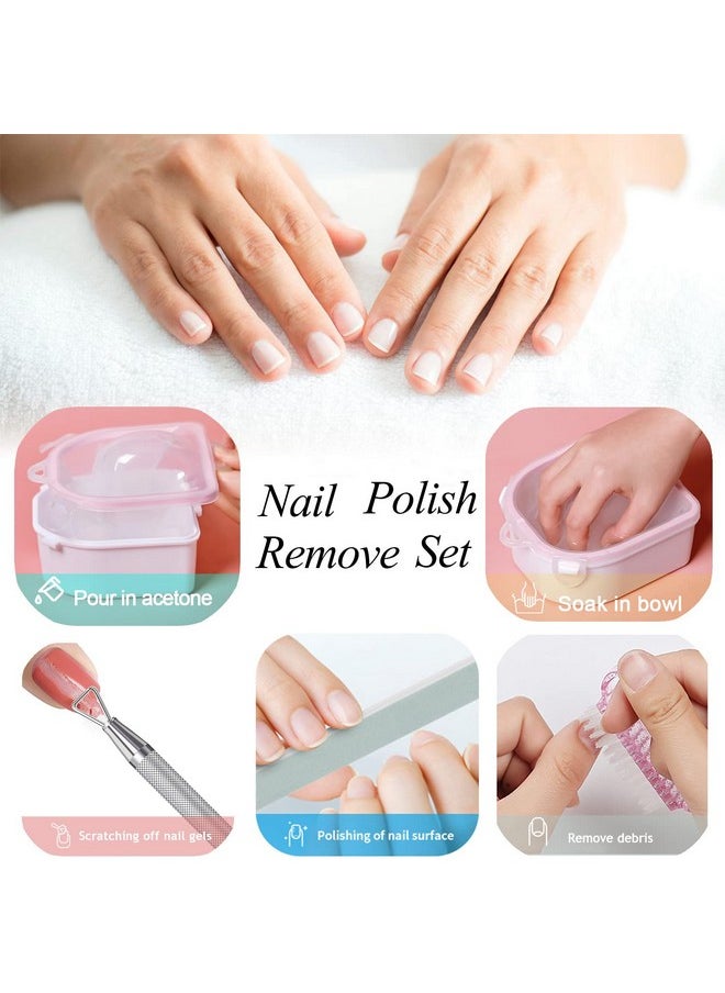 Nail Soaking Bowl, Gel Nail Polish Remover Kit, Manicure Bowl for Hand, Dip Powder Remover Tools, Nail Soak Off Bowl for Acrylic Nails, Nail Brush, Cuticle Pusher, Cuticle Peeler, 100180 Nail File,