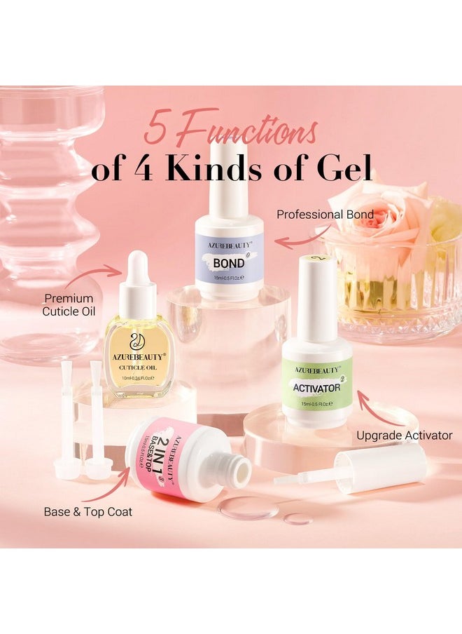 AZUREBEAUTY Dip Powder Liquid Set 15ml/0.5oz Nail Repair Cuticle Oil Dip Powder Base Top Coat with Activator, Bond, Cuticle Care for Dipping Powder Nail Kit, No Need Nail Lamp