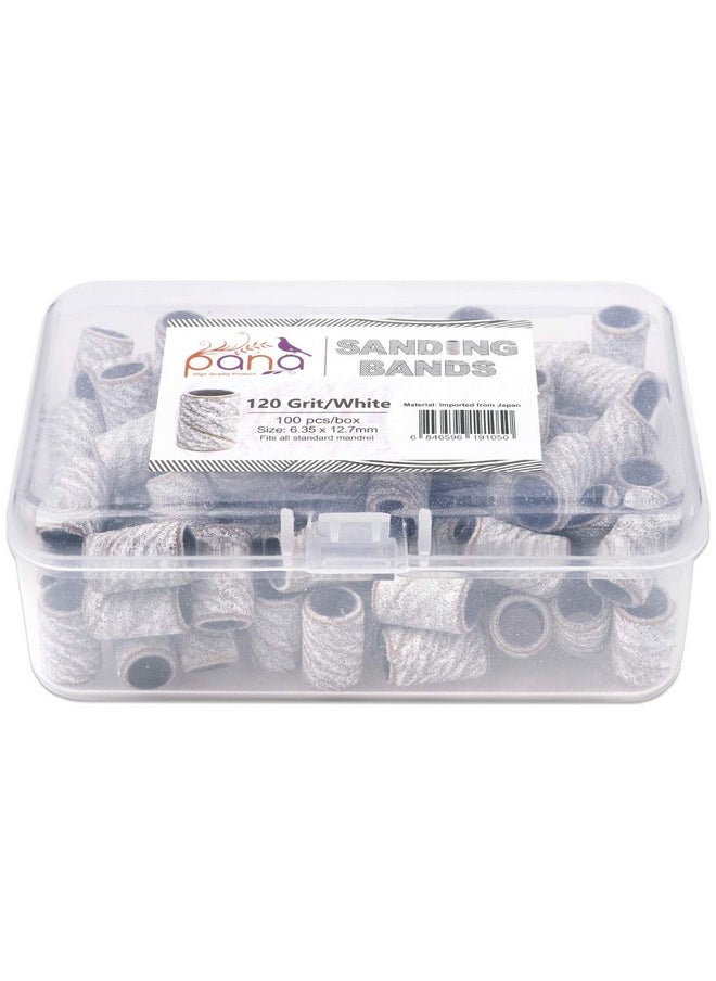 PANA 100 Pieces Nail Sanding Bands Professional Nail Manicure Great Fit for Nail Drill Bits for Acrylic Nails (120 Grit, Zebra)