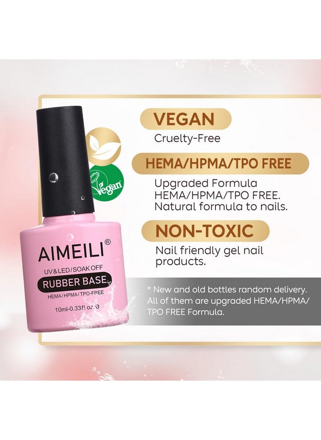 AIMEILI Hema Free Rubber Base Gel For Nails, Soak Off U V LED Clear Sheer Gel Nail Polish, 4 in 1 Nail Strengthen/Enhance/Base Coat/Color Gel Polish Set Of 6pcs X 10ml - Kit 44