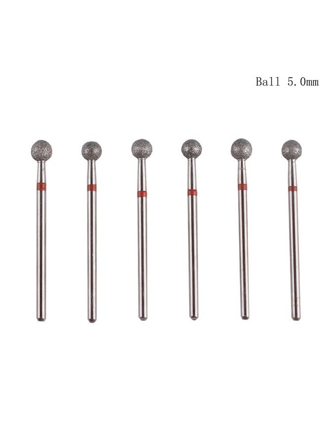 MZCMSL 6pcs Pro Diamond Ball Bits,Cuticle Drill Bit Set for Russian Manicure,3/32 Shank efile Bit (φ5.0mm)