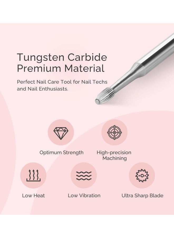 MelodySusie Cuticle Clean Nail Drill Bit 3/32'', Professional Safety Carbide Under Nail Cleaner Nail Bit for Cuticle Dead Skin Nail Prepare, Two Way Rotate, Manicure Nail Salon Supply(Silver, Fine)