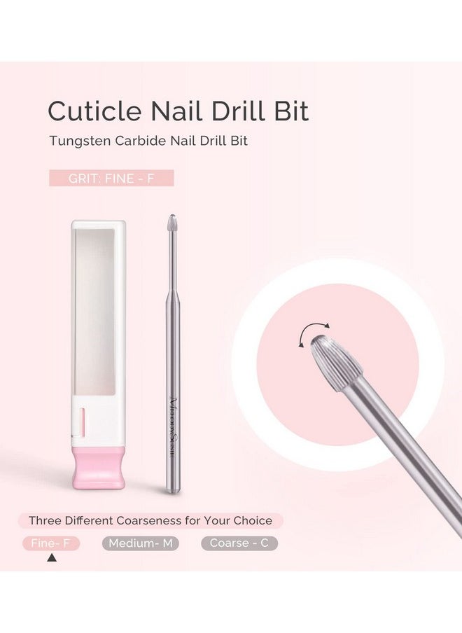 MelodySusie Cuticle Clean Nail Drill Bit 3/32'', Professional Safety Carbide Under Nail Cleaner Nail Bit for Cuticle Dead Skin Nail Prepare, Two Way Rotate, Manicure Nail Salon Supply(Silver, Fine)