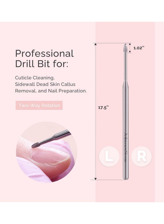 MelodySusie Cuticle Clean Nail Drill Bit 3/32'', Professional Safety Carbide Under Nail Cleaner Nail Bit for Cuticle Dead Skin Nail Prepare, Two Way Rotate, Manicure Nail Salon Supply(Silver, Fine)
