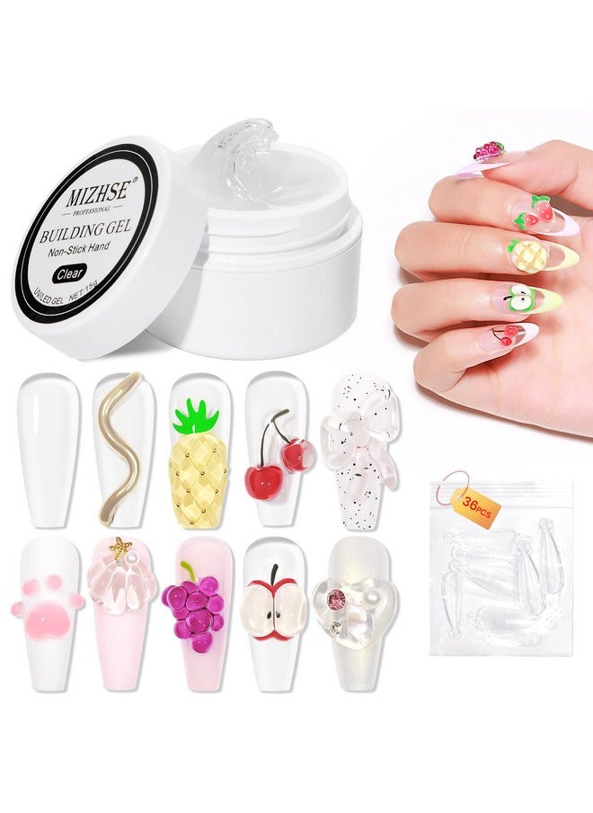 MIZHSE Solid Builder Gel for Nails, Non-Sticky Hard Gel Sculpting Gel, 3D Gel Nail Art Building Gel Carving Gel Modeling Gel Nail Extension Soak Off UV/LED Nail Art Salon Home DIY 15 g Clear