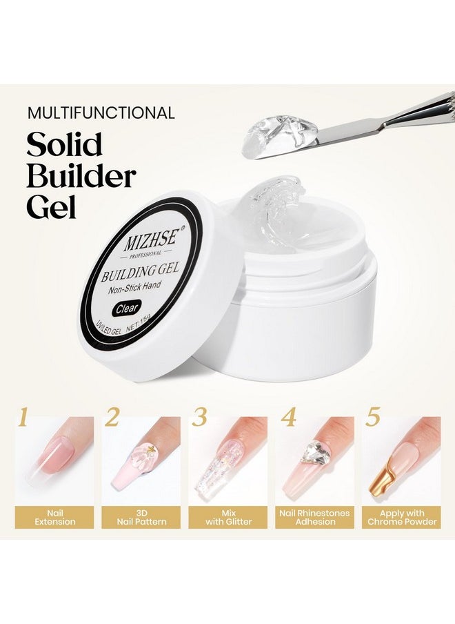 MIZHSE Solid Builder Gel for Nails, Non-Sticky Hard Gel Sculpting Gel, 3D Gel Nail Art Building Gel Carving Gel Modeling Gel Nail Extension Soak Off UV/LED Nail Art Salon Home DIY 15 g Clear