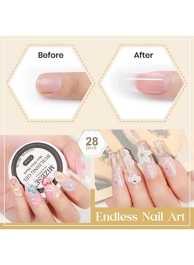 MIZHSE Solid Builder Gel for Nails, Non-Sticky Hard Gel Sculpting Gel, 3D Gel Nail Art Building Gel Carving Gel Modeling Gel Nail Extension Soak Off UV/LED Nail Art Salon Home DIY 15 g Clear
