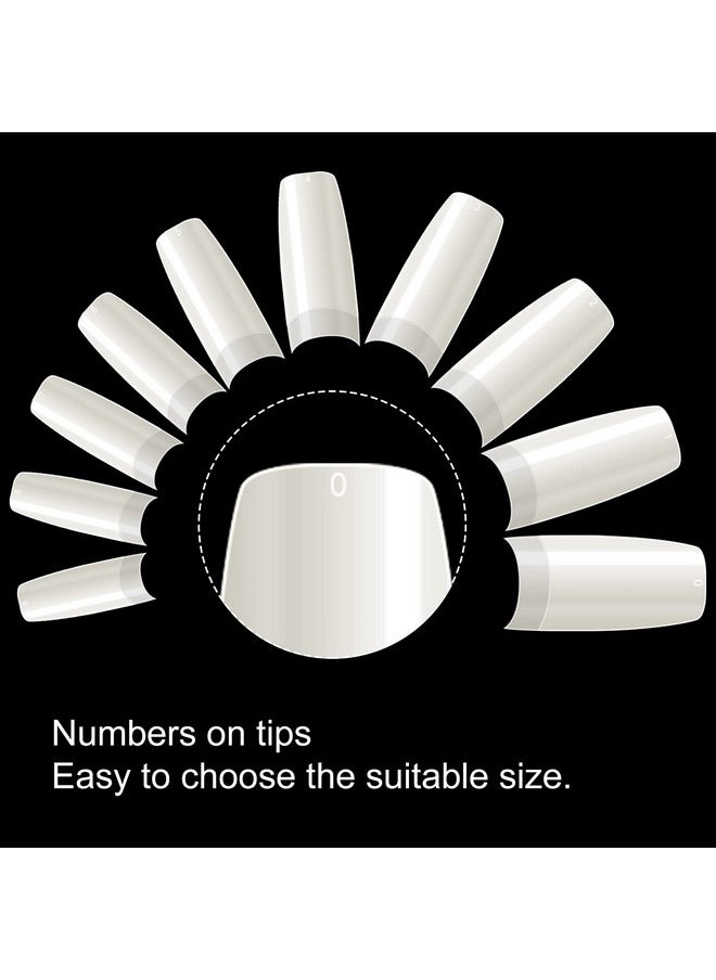 500PCS Half Cover False Nails Tips - Acrylic Nail Tips, krofaue 10 Sizes Lady French Style Acrylic Artificial Tip Manicure with Box for Nail Tips Art Salons and Home DIY