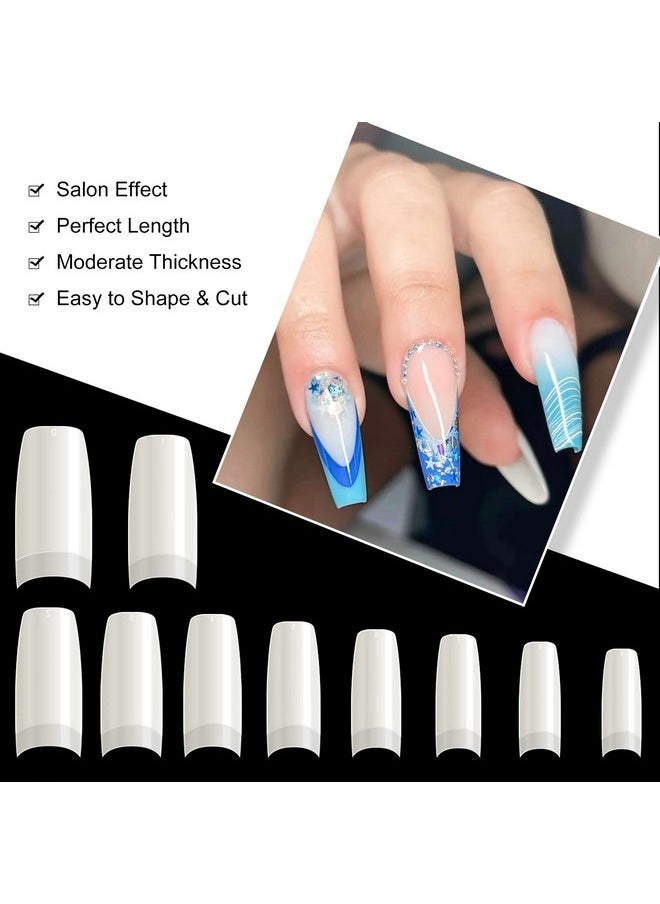 500PCS Half Cover False Nails Tips - Acrylic Nail Tips, krofaue 10 Sizes Lady French Style Acrylic Artificial Tip Manicure with Box for Nail Tips Art Salons and Home DIY