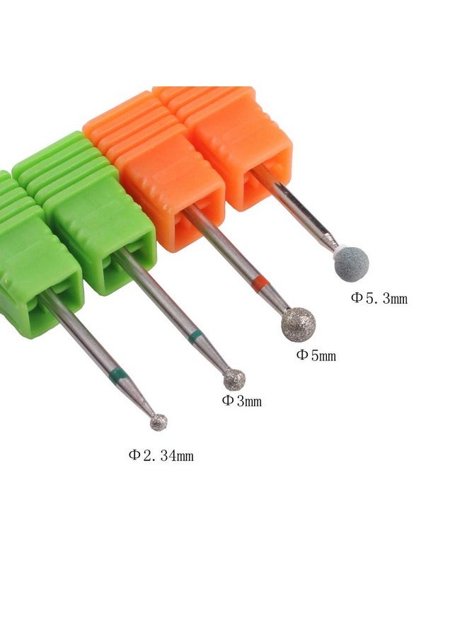 MZCMSL Round Ball Cuticle Drill Bits, Diamond Nail Drill Stone Bit,4pcs