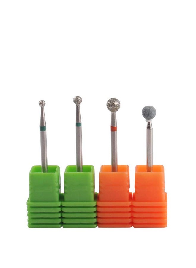 MZCMSL Round Ball Cuticle Drill Bits, Diamond Nail Drill Stone Bit,4pcs