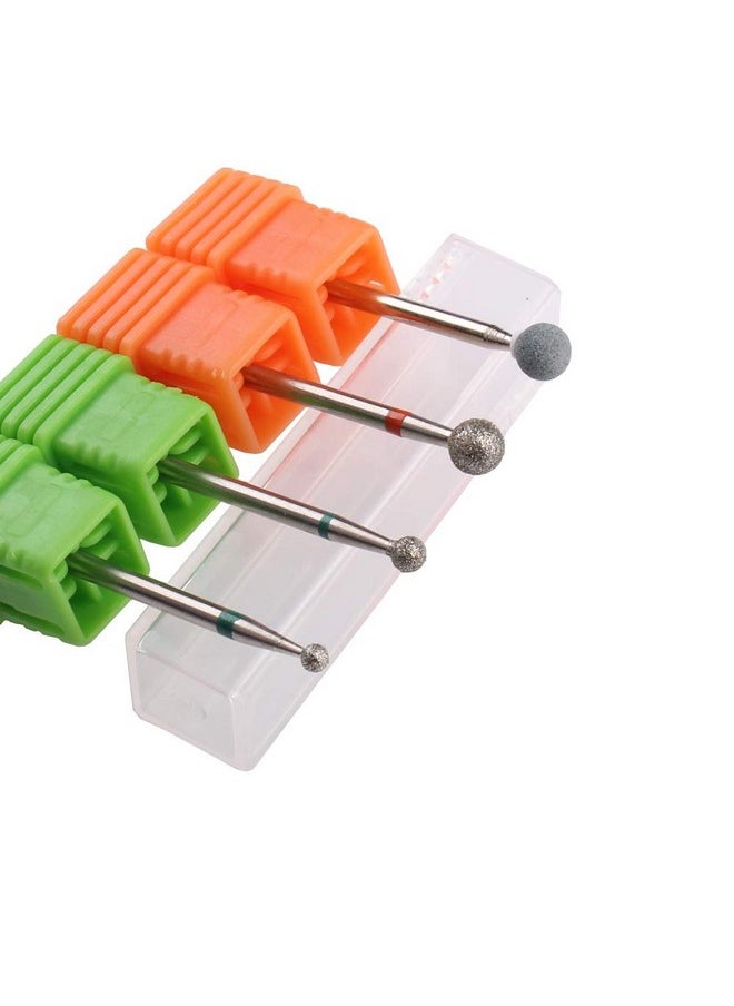 MZCMSL Round Ball Cuticle Drill Bits, Diamond Nail Drill Stone Bit,4pcs