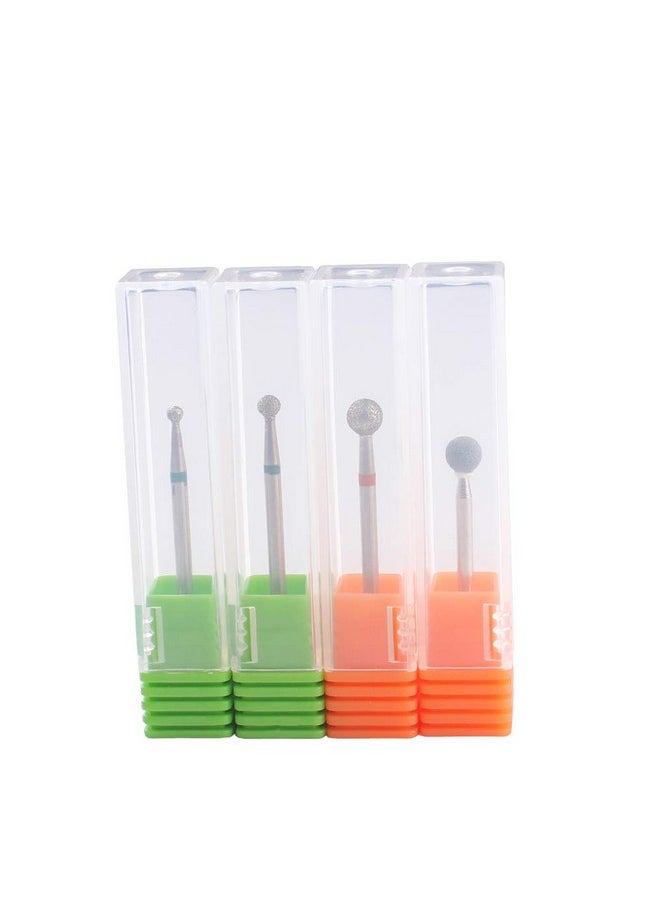 MZCMSL Round Ball Cuticle Drill Bits, Diamond Nail Drill Stone Bit,4pcs