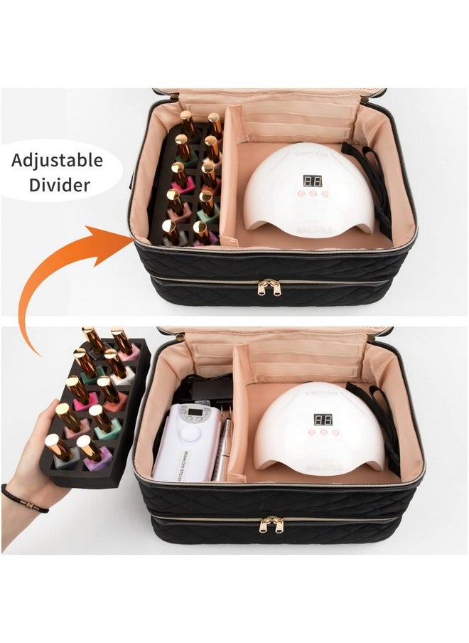 Ethereal Nail Polish Organizer Case, Nail Lamp Storage Bag Holds 40-50 Bottles(15ml/0.5fl.oz) and Nail Accessories, Manicure Tools