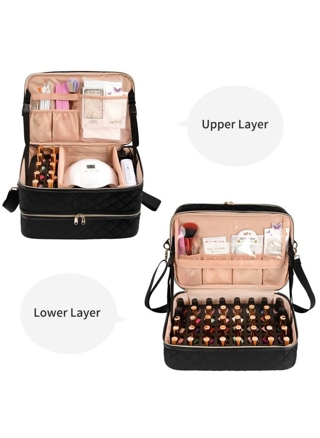 Ethereal Nail Polish Organizer Case, Nail Lamp Storage Bag Holds 40-50 Bottles(15ml/0.5fl.oz) and Nail Accessories, Manicure Tools