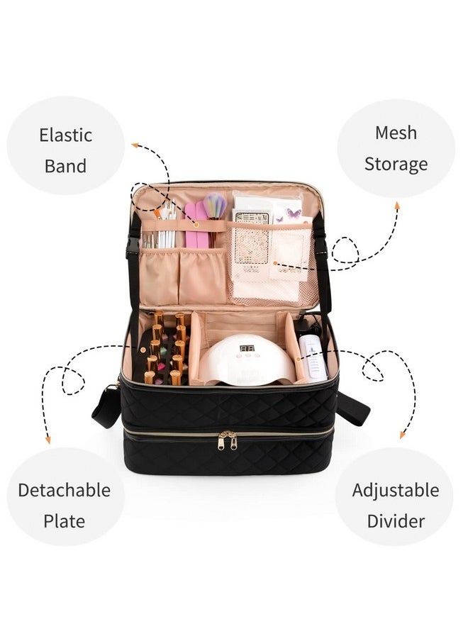 Ethereal Nail Polish Organizer Case, Nail Lamp Storage Bag Holds 40-50 Bottles(15ml/0.5fl.oz) and Nail Accessories, Manicure Tools
