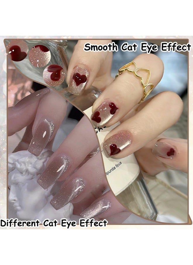 AHAMIOU Crystal Cat Eye Gel Polish Kits Magnetic Nail Polish Set Holographic Cats Eyes Gel Nail Polish Shiny Diamond Glitter Gel with Magnet Stick (Beige)