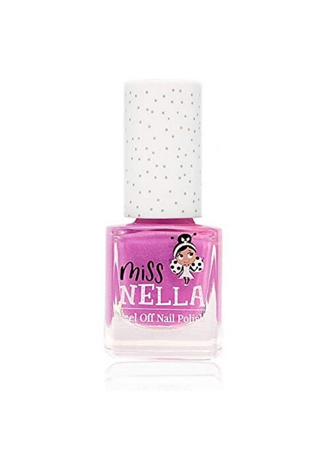 MISS NELLA SUMMER SPARKLE 5 Varnish set- Watermelon- pink, Blueberry- purple, Marshmallow -coral, Peach, Banana- Yellow, Peel Off kids Nail Polish