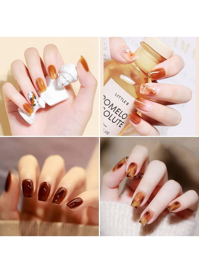 Omainy Jelly Gel Nail Polish Set,Brown Jelly Gel Polish Set,Translucent Gel Nail Polish,Crystal Jelly Clear Gel Nail Polish,Sheer Gel Nail Polish Set,Brown Fall Colors,Soak Off UV LED Nail Art CS6001