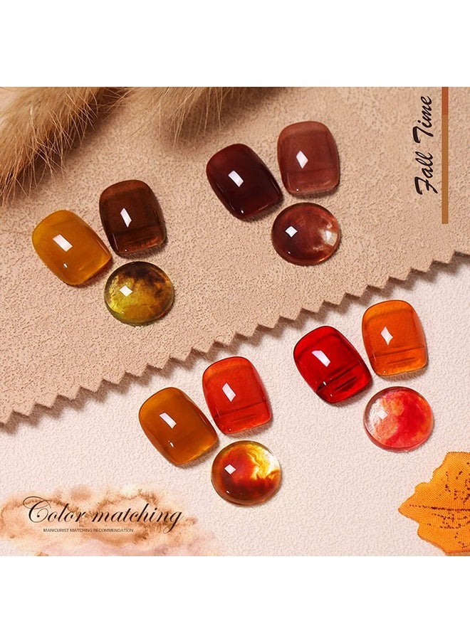 Omainy Jelly Gel Nail Polish Set,Brown Jelly Gel Polish Set,Translucent Gel Nail Polish,Crystal Jelly Clear Gel Nail Polish,Sheer Gel Nail Polish Set,Brown Fall Colors,Soak Off UV LED Nail Art CS6001