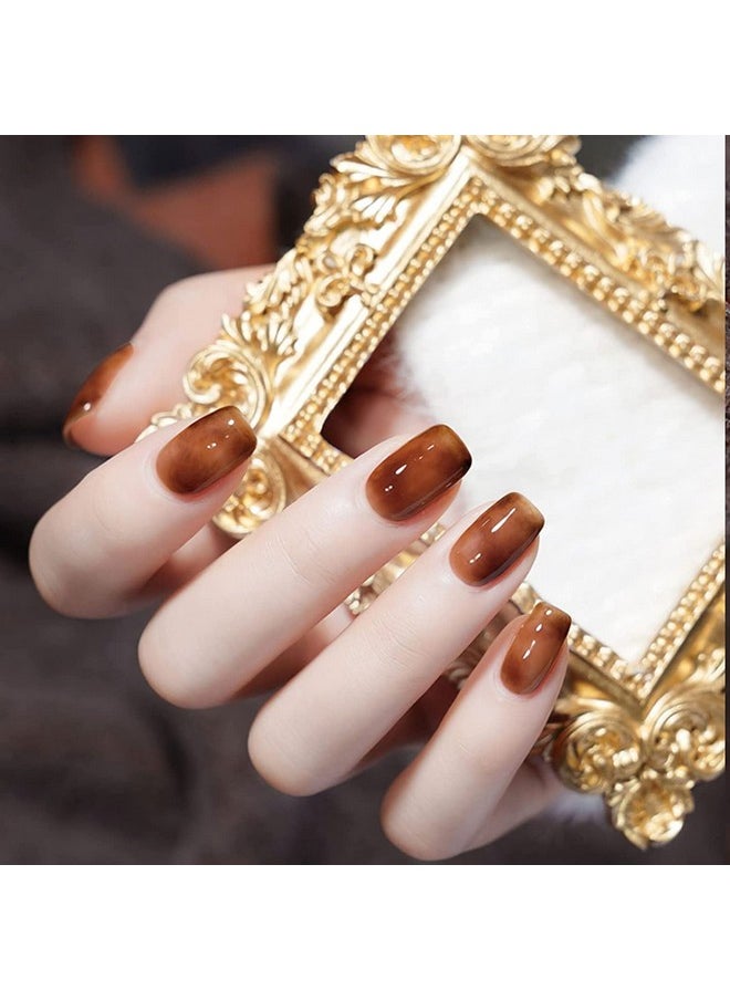 Omainy Jelly Gel Nail Polish Set,Brown Jelly Gel Polish Set,Translucent Gel Nail Polish,Crystal Jelly Clear Gel Nail Polish,Sheer Gel Nail Polish Set,Brown Fall Colors,Soak Off UV LED Nail Art CS6001