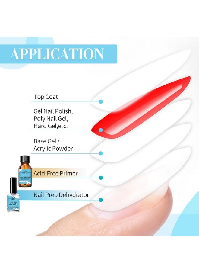 BORN PRETTY Natural Nail Prep Dehydrate and Bond Primer Acid-Free,15ml Dehydrator for Acrylic and Gel Nail Polish, Non Acid Primer for UV Gels Fast Dry Superior Bonding Agent Gift Box Set