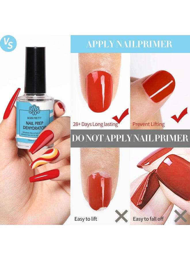 BORN PRETTY Natural Nail Prep Dehydrate and Bond Primer Acid-Free,15ml Dehydrator for Acrylic and Gel Nail Polish, Non Acid Primer for UV Gels Fast Dry Superior Bonding Agent Gift Box Set