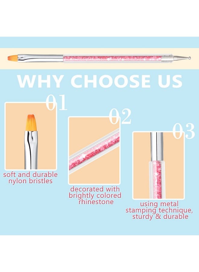 TEOYALL Double-Ended Nail Art Brushes, 5 PCS Nail Design Tools Kit Including Nail Liner Brush and Nail Dotting Pens for UV Gel Nail Home Salon