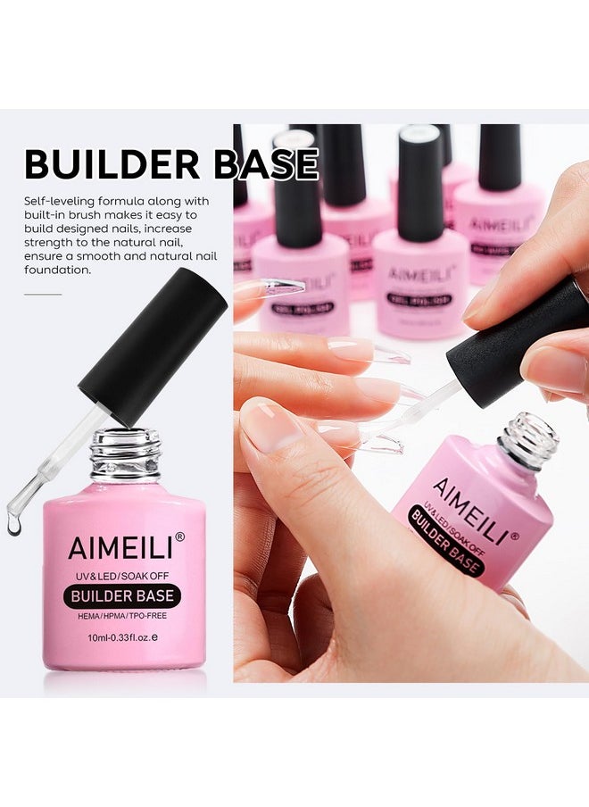 AIMEILI Builder Base Clear Sheer Color Gel, No Need Slip Solution Builder Extension, Soak Off Gel Nail Polish 6pcs X 10ml - Kit Set 36