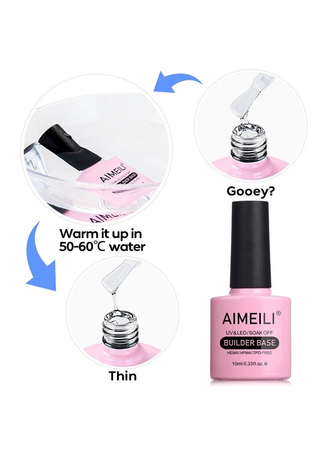 AIMEILI Builder Base Clear Sheer Color Gel, No Need Slip Solution Builder Extension, Soak Off Gel Nail Polish 6pcs X 10ml - Kit Set 36