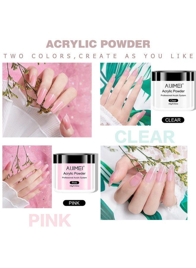 AIJIMEI Acrylic Powder Acrylic Nail Kit with Professional Liquid Monomer and Acrylic Nail Brush Cleaner,Acrylic Nail Tools Set Nail Extension Acrylic Nail System